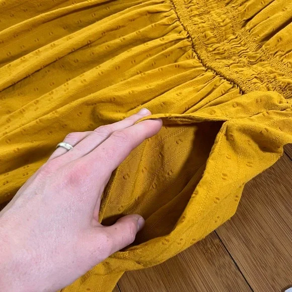 Universal Thread Marigold Cottagecore Midi Dress with Ruffles 100% Cotton - Picture 7 of 8